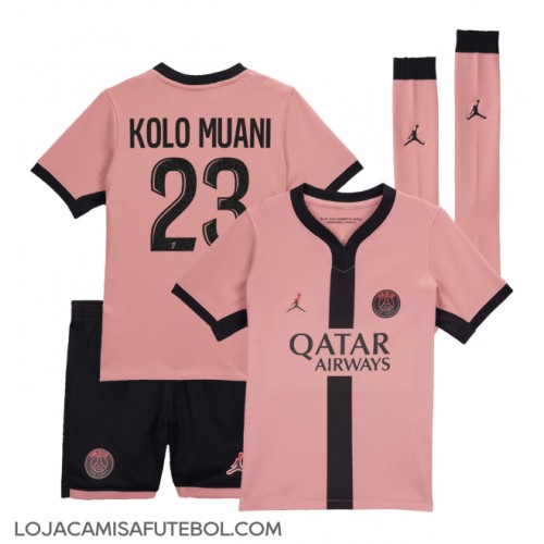 Camisa de Futebol Paris Saint-Germain Randal Kolo Muani #23 Equipamento Alternativo Infantil 2024-25 Manga Curta (+ Calças curtas)